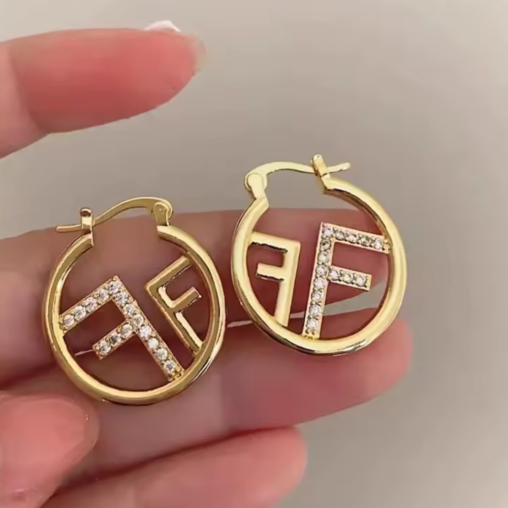 Gold and Silver Logo Hoop Earrings
